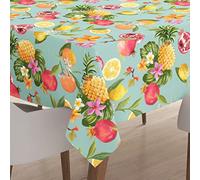 Encasa XO Nappe imprimée en Polyester, Nappe en Tissu sergé, Hydrofuge, Longueur 140x240 cm pour 6 to 8 Seater Table à Manger rectangulaire. Résistant - Ananas