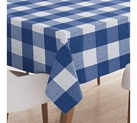 Encasa XO Nappe Rectangulaire en Coton | (140x180 cm) | Carreaux Bleu Buffle | Nappe Décorative