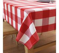 Encasa XO Nappe Rectangulaire en Coton | (140x180 cm) | Carreaux Rouges Buffle | Nappe Décorative