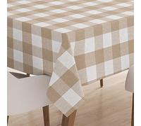 Encasa XO Nappe Rectangulaire en Coton | (140x180 cm) | Chèques Beige Buffalo | Nappe Décorative