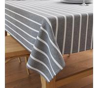 Encasa XO Nappe Rectangulaire en Coton | (140x240 cm) | Bandes Gris roms | Nappe Décorative