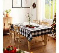 Encasa XO Nappe Rectangulaire en Coton | (140x240 cm) | Carreaux Noirs Buffalo | Nappe Décorative