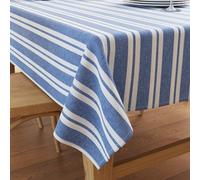 Encasa XO Nappe Rectangulaire en Coton | (140x240 cm) | Rayures Bleues Franca | Nappe Décorative