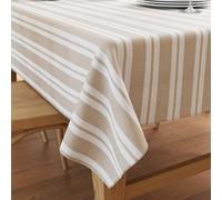 Encasa XO Nappe Rectangulaire en Coton | (140x240 cm) | Rayures Franca Beige | Nappe Décorative