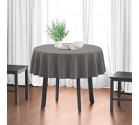 Encasa XO Nappe Taille 140 cm-Round | Tissu en Toile de Coton | Couleur Unie Gris | Nappe de Salle à Manger pour la décoration - Lavable en Machine