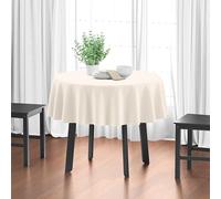 Encasa XO Nappe Taille 140 cm-Round | Tissu en Toile de Coton | Couleur Unie Naturel | Nappe de Salle à Manger pour la décoration - Lavable en Machine