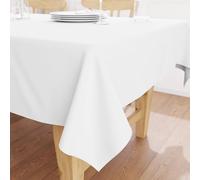 Encasa XO Nappe Taille 140x140 cm | Tissu en Toile de Coton | Couleur Unie Blanc | Nappe de Salle à Manger pour la décoration - Lavable en Machine