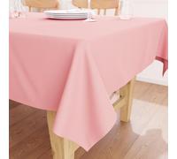 Encasa XO Nappe Taille 140x140 cm | Tissu en Toile de Coton | Couleur Unie Rose Clair | Nappe de Salle à Manger pour la décoration - Lavable en Machine