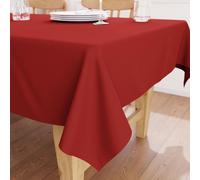 Encasa XO Nappe Taille 140x140 cm | Tissu en Toile de Coton | Couleur Unie Rouge foncé | Nappe de Salle à Manger pour la décoration - Lavable en Machine