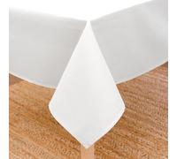 Encasa XO Nappe Taille 140x180 cm | Tissu en Toile de Coton | Couleur Unie Blanc | Nappe de Salle à Manger pour la décoration - Lavable en Machine