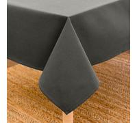 Encasa XO Nappe Taille 140x180 cm | Tissu en Toile de Coton | Couleur Unie Gris Charbon | Nappe de Salle à Manger pour la décoration - Lavable en Machine