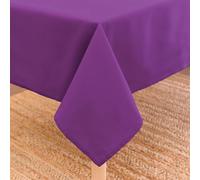 Encasa XO Nappe Taille 140x180 cm | Tissu en Toile de Coton | Couleur Unie Violet | Nappe de Salle à Manger pour la décoration - Lavable en Machine