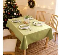 Encasa XO Nappe Taille 140x230 cm | Tissu en Toile de Coton | Couleur Unie Vert Sauge | Nappe de Salle à Manger pour la décoration - Lavable en Machine