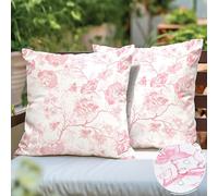 Encasa XO Polyester Cushion Covers | Digital Carnations Print | Water Repellent, Fade Resistant, Skin Friendly Fabric | Ideal for Outdoor and Indoor Use | 16"x16" (40x40 cm) | Set of 2