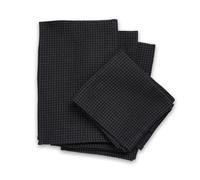 Encasa XO Serviettes de Cuisine et Gants de Toilette en Coton | Gris Noir | Torchon Texturé et à Tissage Plat | Ensemble de Torchons | 70x45 cm | Réutilisable et Séchage Rapide Lot de 4