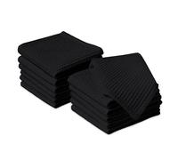 Encasa XO Serviettes de Cuisine et Gants de Toilette en Coton | Noir | Torchon Gaufré et à Tissage Plat | Ensemble de Torchons | 30x30 cm | Réutilisable et Séchage Rapide Lot de 12