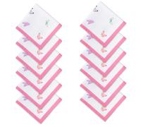 Encasa XO Serviettes de Table, Tissu Coton Brodé 43x43 cm | Papillons roses, 100% Coton Pur | Absorbantes & Durables | Réutilisables | Lavables en Machine | Usage Quotidien