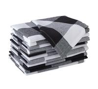 Encasa XO Serviettes en Coton Lot de 12 | Carreaux Noirs Buffalo | Taille 43x43 cm | Serviettes de Table | Lavables en Machine et Réutilisables