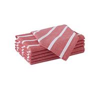 Encasa XO Serviettes en Coton Lot de 6 | Rayons Rouges | Taille 43x43 cm | Serviettes de Table | Lavables en Machine et Réutilisables