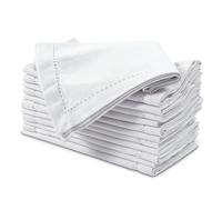 Encasa XO Serviettes en Tissu Lot de 12 | Pur Coton avec Ourlet Jour échelle | Blanc | Taille Carrée 43x43 cm | Serviettes de Table - Lavables en Machine et Réutilisables