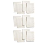Encasa XO Serviettes en Tissu Lot de 12 | Pur Coton avec Ourlet Jour échelle | Naturel | Taille Carrée 43x43 cm | Serviettes de Table - Lavables en Machine et Réutilisables
