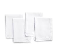 Encasa XO Serviettes en Tissu Lot de 4 | Pur Coton avec Ourlet Jour échelle | Blanc | Taille Carrée 43x43 cm | Serviettes de Table - Lavables en Machine et Réutilisables