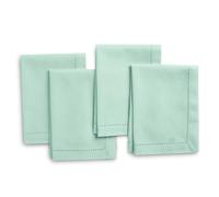 Encasa XO Serviettes en Tissu Lot de 4 | Pur Coton avec Ourlet Jour échelle | Menthe Verte | Taille Carrée 43x43 cm | Serviettes de Table - Lavables en Machine et Réutilisables