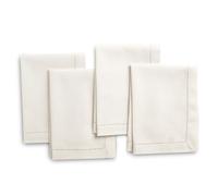 Encasa XO Serviettes en Tissu Lot de 4 | Pur Coton avec Ourlet Jour échelle | Naturel | Taille Carrée 43x43 cm | Serviettes de Table - Lavables en Machine et Réutilisables