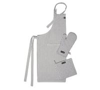 Encasa XO Tablier de Cuisine avec Gants de Four & Manique - Ensemble Combo - 100% Coton, Résistant à la Chaleur