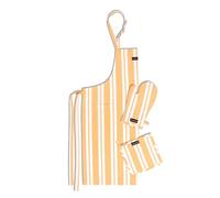 Encasa XO Tablier de Cuisine avec Gants de Four & Manique - Ensemble Combo - 100% Coton, Résistant à la Chaleur