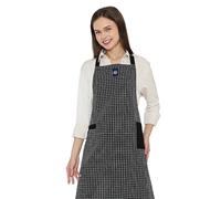 Encasa XO Tablier de cuisine réglable avec poches et porte-serviettes, 68x85 cm, coton,pour la maison, restaurant, hommes & femmes, cuisine, cuisson - Butcher vérifie le noir