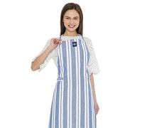 Encasa XO Tablier de cuisine réglable avec poches et porte-serviettes, 68x85 cm, coton,pour la maison, restaurant, hommes & femmes, cuisine, cuisson - Rayures bleues franca