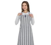 Encasa XO Tablier de cuisine réglable avec poches et porte-serviettes, 68x85 cm, coton,pour la maison, restaurant, hommes & femmes, cuisine, cuisson - Bandes gris roms