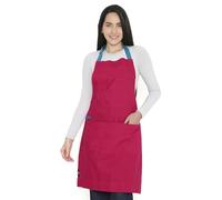 Encasa XO Tablier de cuisine réglable avec poches et porte-serviettes, 68x85 cm, coton recyclé écologique, pour la maison, restaurant, hommes & femmes, cuisine, cuisson - Rose vif