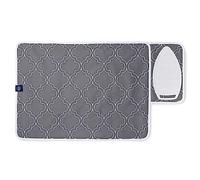Encasa XO Tapis de Repassage 70x50 cm avec Rembourrage de 3mm & Repose-Fer Silicone pour Le Repassage à la Vapeur sur la Table ou Le lit-Couverture résistante à la Chaleur- Carreaux Gris