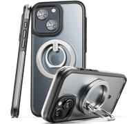 Encased Air-Shield Coque conçue pour iPhone 15 avec anneau de support de téléphone - Compatible avec MagSafe, (technologie AirGuard) transparent/noir
