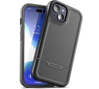 ENCASED Coque antichoc compatible avec iPhone 16 - Coque de téléphone magnétique ultra résistante, série Rebel (noir, iPhone 15)