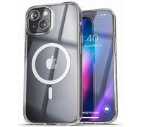 Encased Coque arrière transparente magnétique conçue pour iPhone 15 Plus, coque de téléphone transparente compatible avec MagSafe, coque de protection fine