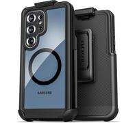 Encased Coque étanche pour Samsung Galaxy S25 Ultra avec Clip Ceinture - Coque de Protection intégrale avec Protecteur d'écran et étui intégrés, Chargement magnétique [Compatible MagSafe] (IP68