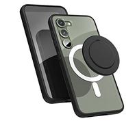 Encased Coque magnétique conçue pour Samsung Galaxy S23 avec Support Amovible et béquille - Compatible avec Accessoires MagSafe (Noir/Transparent)