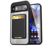 ENCASED Étui portefeuille pour Google Pixel 9 Pro XL (6,8") avec porte-cartes magnétique amovible (compatible avec MagSafe) - Noir transparent