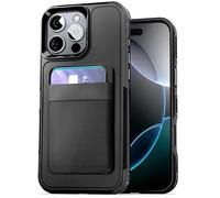 ENCASED Étui portefeuille pour iPhone 16 Pro avec porte-cartes - Coque de protection ultra protectrice avec portefeuille magnétique amovible (compatible avec MagSafe) (iPhone 16 Pro) - Noir