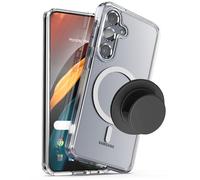 ENCASED MAG Coque 2 en 1 avec poignée pour Samsung Galaxy S24 (2024) compatible avec MagSafe, coque magnétique avec support de téléphone (transparent) (S24)