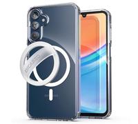 Encased MAG Coque pour Samsung Galaxy A25 5G avec anneau de préhension compatible avec MagSafe, coque magnétique avec support de téléphone en silicone (transparent), MSCB332R20
