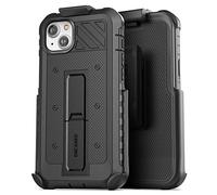 Encased Pantera Étui pour iPhone 14 Plus avec protection d'écran intégrée et clip ceinture - Ultra robuste [MIL-Spec] Protection intégrale avec béquille (noir)