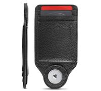 Encased - Portefeuille Airtag le plus fin au monde pour homme, profil ultra fin (grain profond), porte-cartes en similicuir compatible avec Apple AirTag, noir