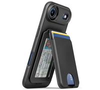 ENCASED pour iPhone 17 Air Coque Portefeuille avec Porte-Cartes Magnétique Amovible et Support (Compatible MagSafe) Noir