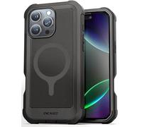 ENCASED Protection complète pour iPhone 16 Pro Max Étui de téléphone avec film de protection intégré, compatible avec MagSafe, robuste, dos magnétique (série Falcon 2024), noir