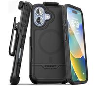 Encased Rebel-Armor Coque pour iPhone 16 avec clip ceinture, (compatible avec MagSafe), coque magnétique robuste avec étui de téléphone (noir)