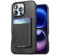 Encased SlimShield Coque pour iPhone 16 Pro Max avec porte-cartes (compatible avec MagSafe) Portefeuille magnétique amovible et coque de téléphone - pour homme (noir)